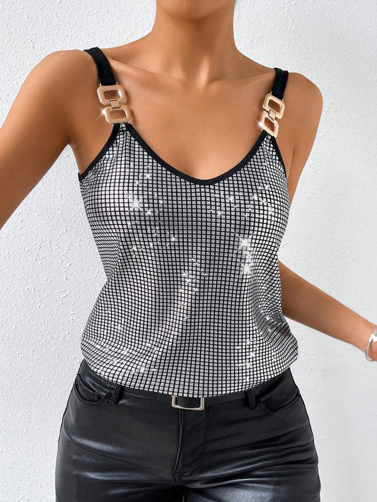 Silver shimmer tank top