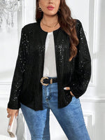 Black sequin jacket plus size - Vignette | Glow&amp;Glitz