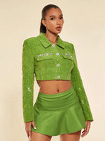Green glitter jacket - Vignette | Glow&amp;Glitz