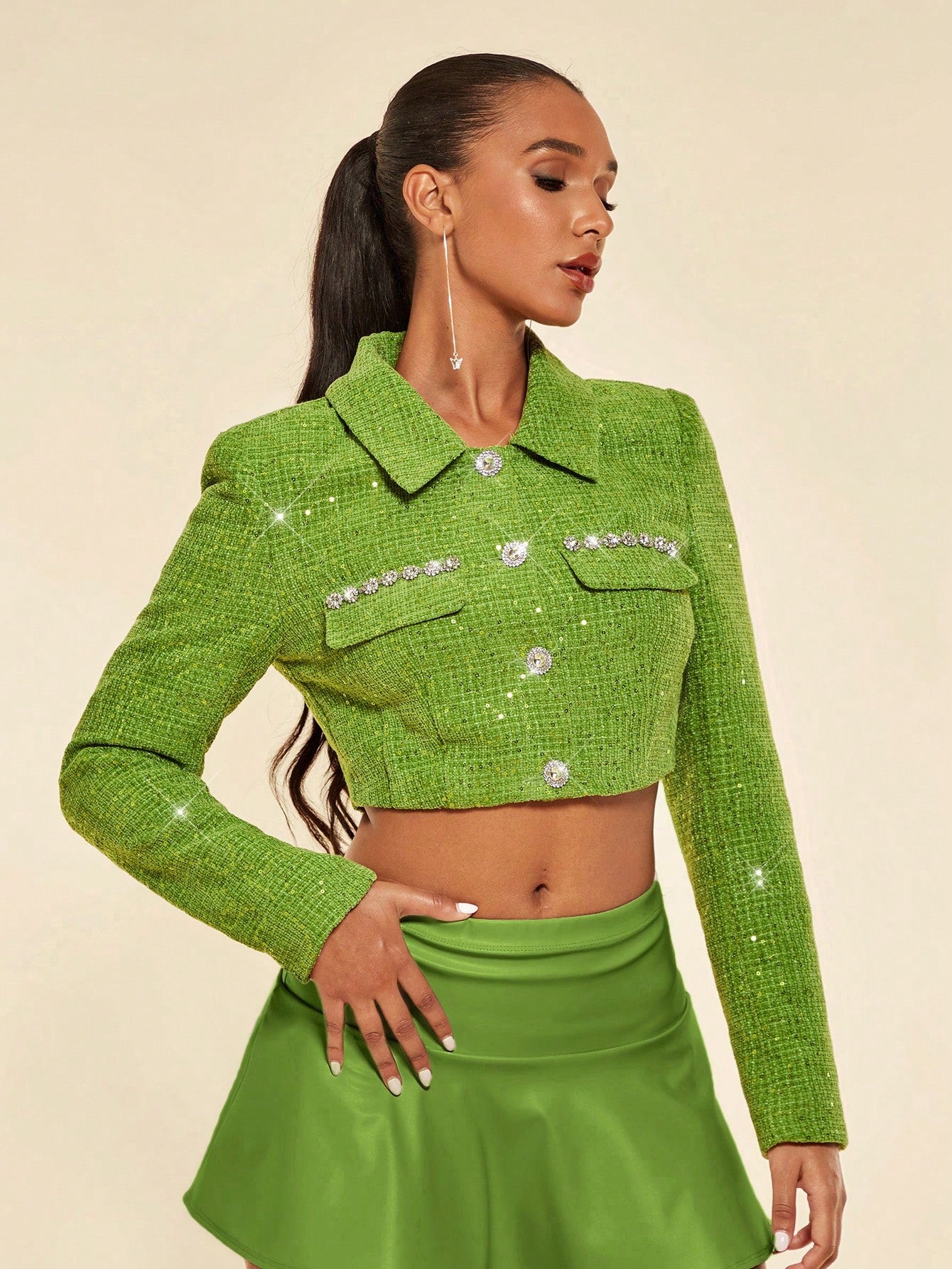 top Green glitter jacket for event and party