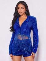 Blue sequin jacket fancy dress - Vignette | Glow&amp;Glitz