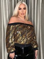 Plus size gold sequin jacket - Vignette | Glow&amp;Glitz