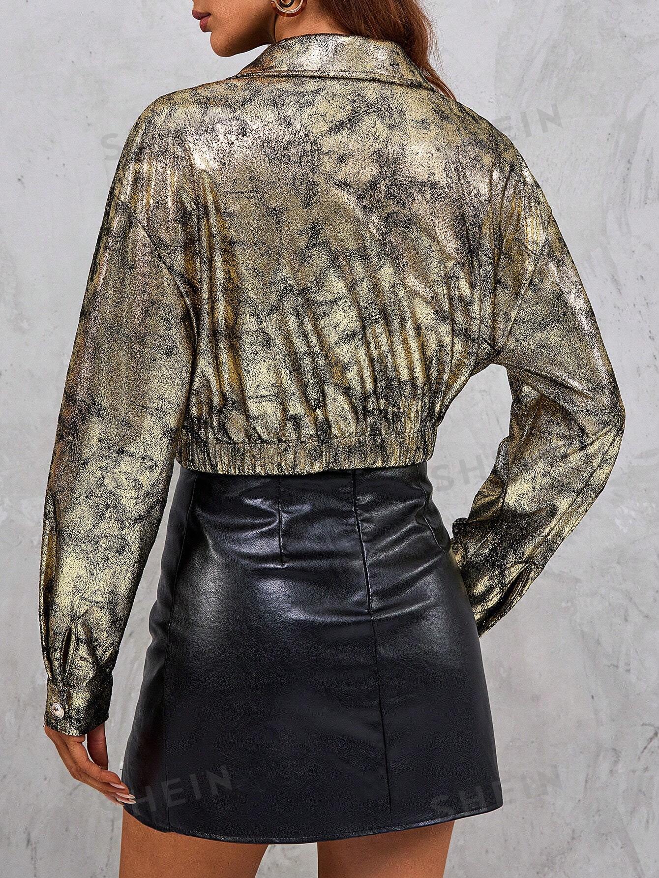 Black and gold sequin jacket from behind