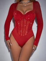 Long sleeve red sequin bodysuit - Vignette | Glow&amp;Glitz