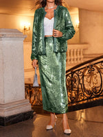 Green sequin jacket outfit - Vignette | Glow&amp;Glitz