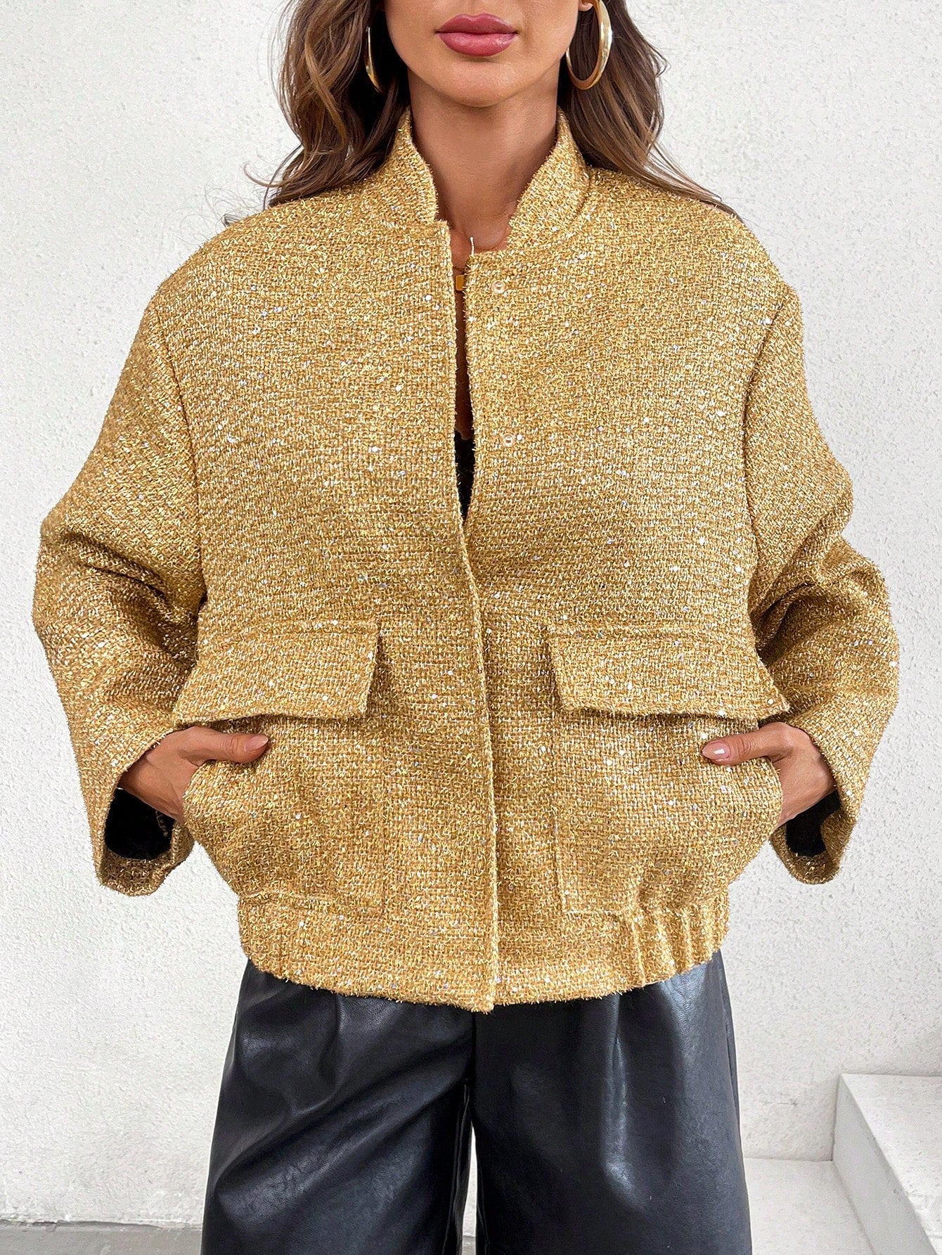 Gold sequin sleeve jacket