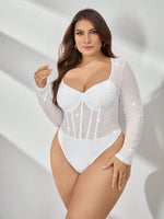 Plus size white sequin bodysuit - Vignette | Glow&amp;Glitz