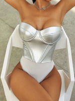 Silver metallic corset bodysuit - Vignette | Glow&amp;Glitz