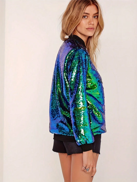 Blue and green sequin jacket