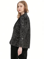 Black sequin blazer jacket - Vignette | Glow&amp;Glitz