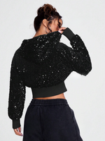 Black cropped sequin jacket - Vignette | Glow&amp;Glitz