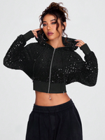 Black cropped sequin jacket - Vignette | Glow&amp;Glitz