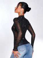 Black mesh sequin top - Vignette | Glow&amp;Glitz