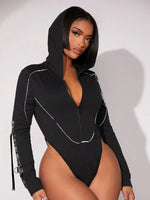 Black sequin bodysuit with hood - Vignette | Glow&amp;Glitz