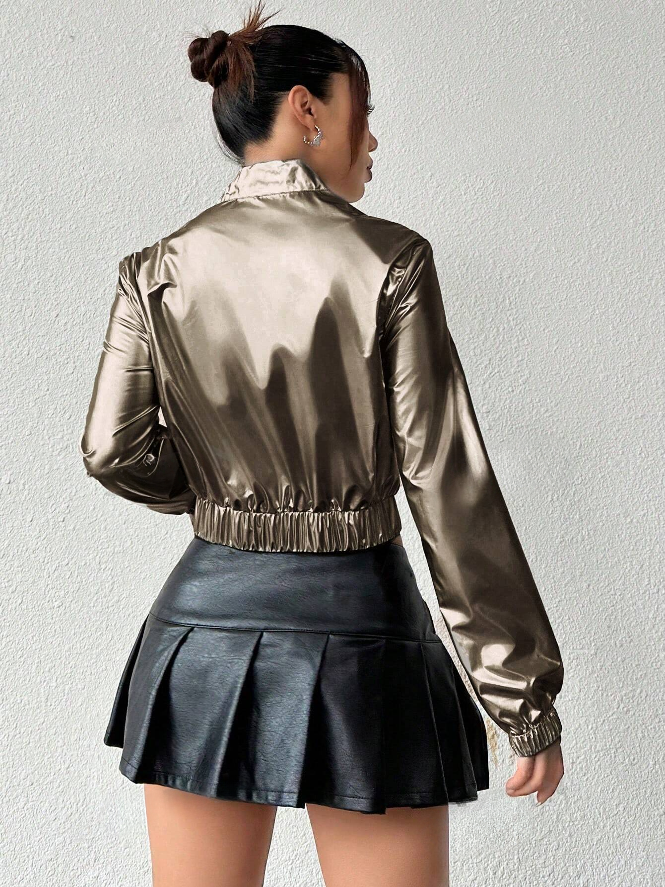 Gold metallic jacket from behind, product picture