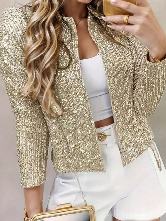 Gold sequin jacket women's