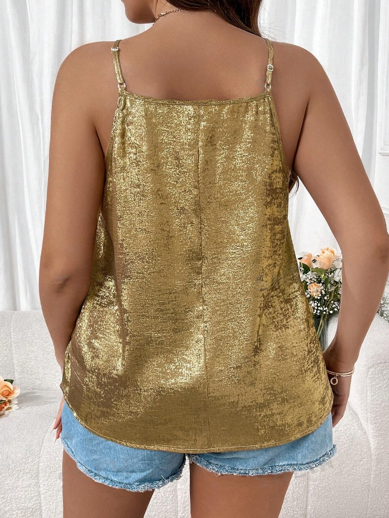 Gold sequin tank top plus size back side