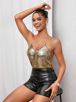 Gold sequin tops for women - Vignette | Glow&amp;Glitz