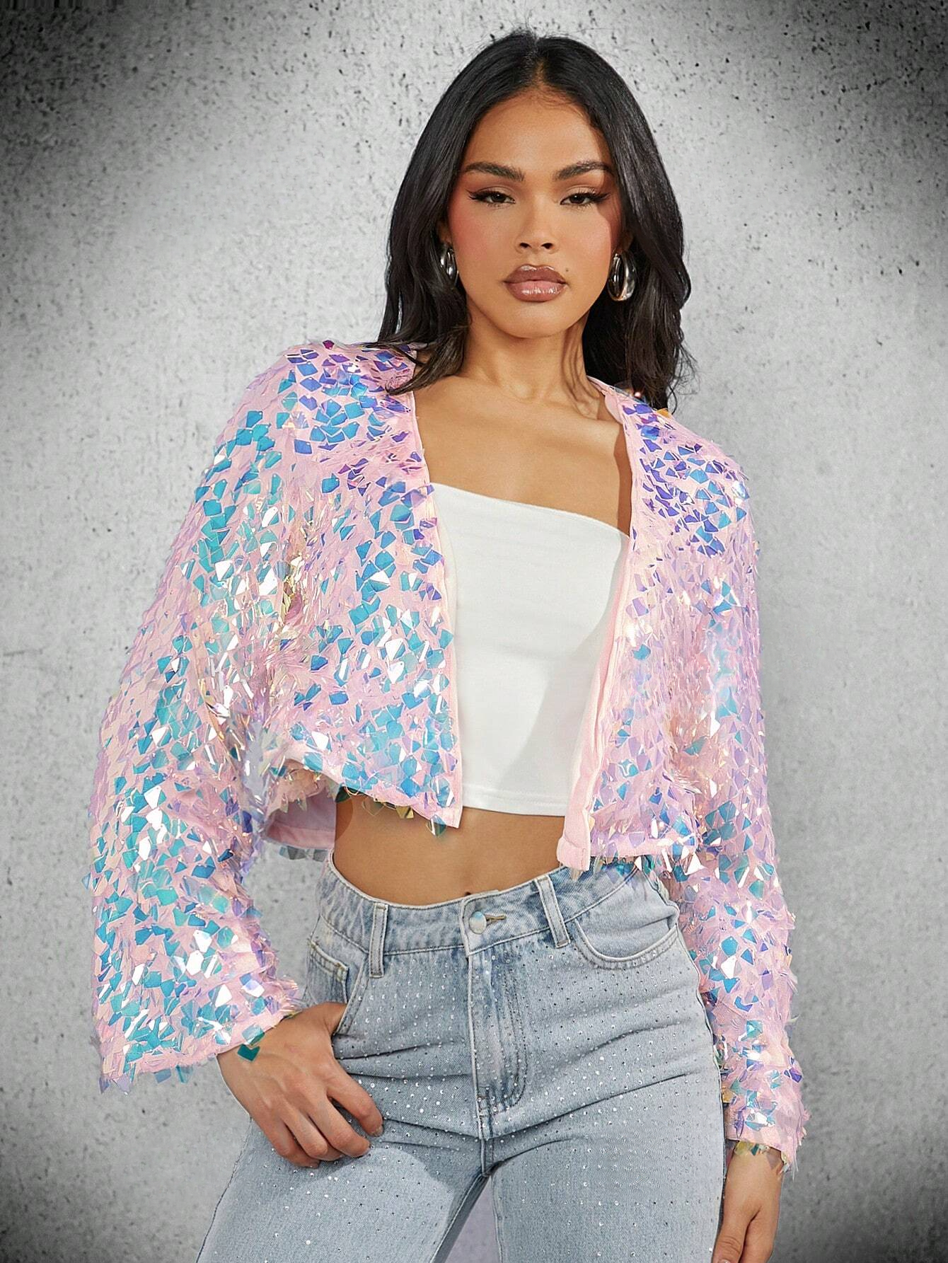 Pink and blue sequin jacket