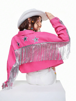 Pink sequin fringe jacket - Vignette | Glow&amp;Glitz