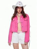 Pink sequin fringe jacket - Vignette | Glow&amp;Glitz