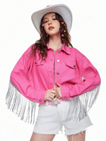 Pink sequin fringe jacket - Vignette | Glow&amp;Glitz