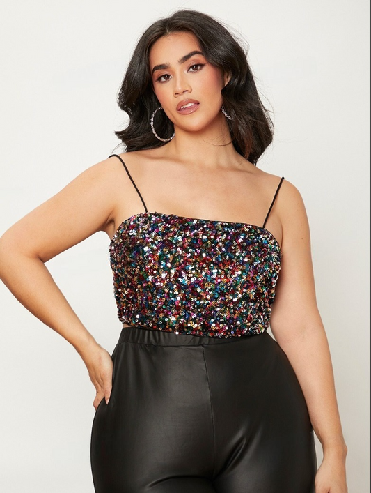 Plus size sequin holiday tops