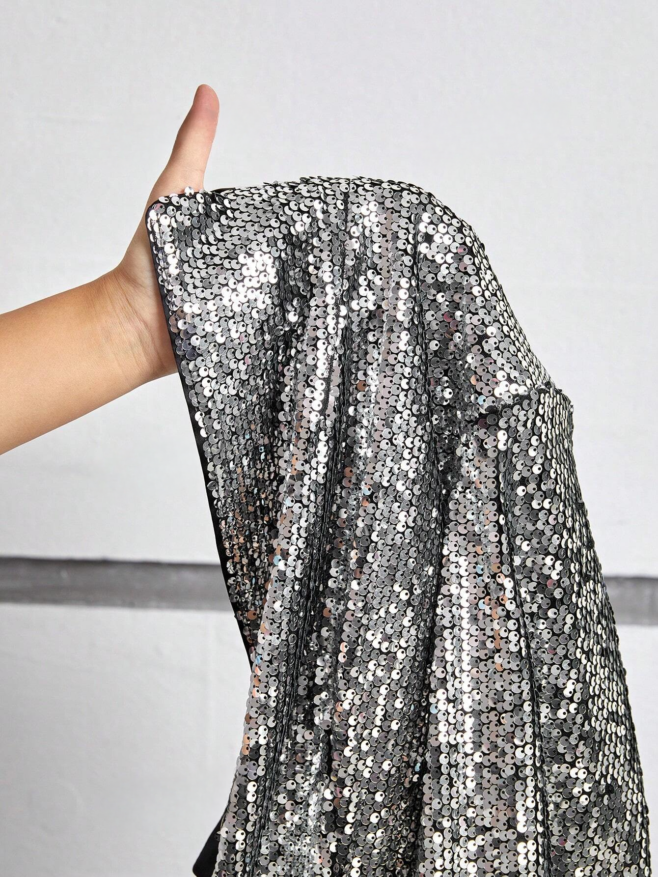 Plus size silver sequin jacket