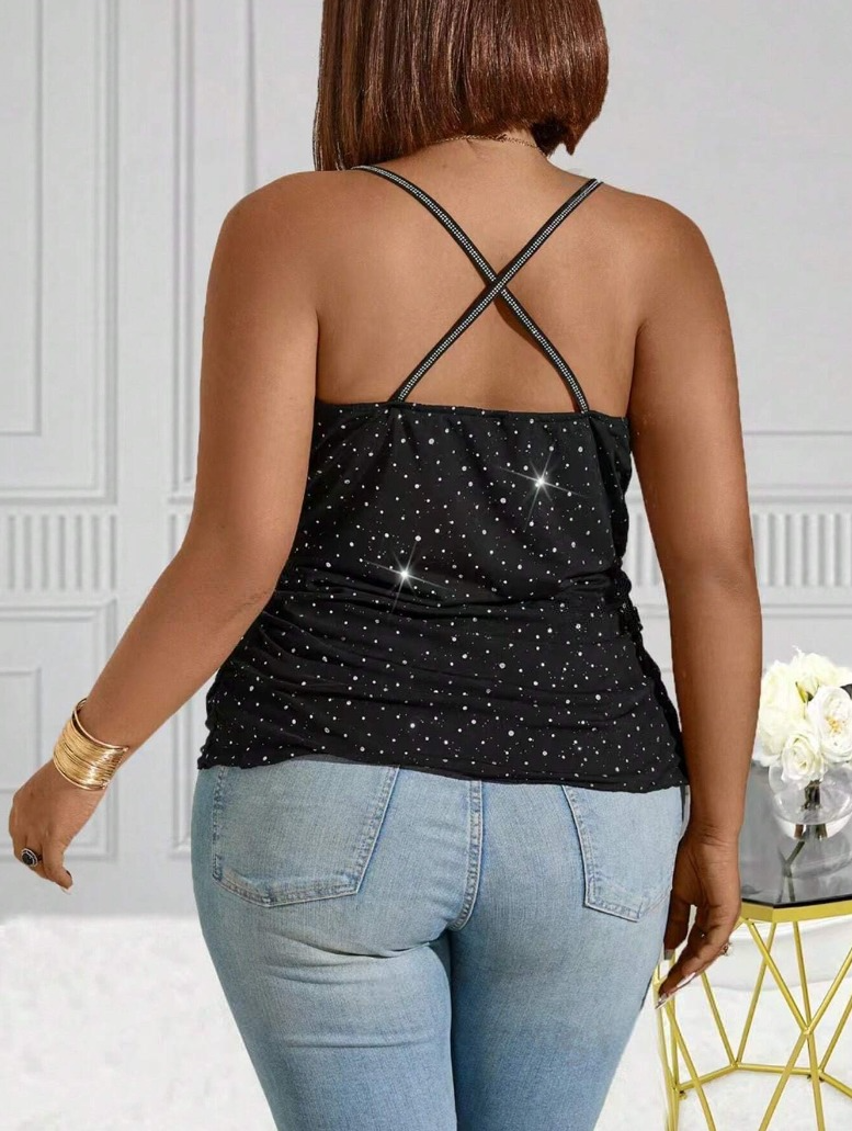 Plus size tank top with sequin straps1