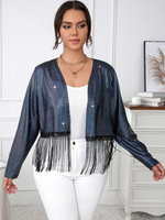 Sequin fringe jacket plus size - Vignette | Glow&amp;Glitz